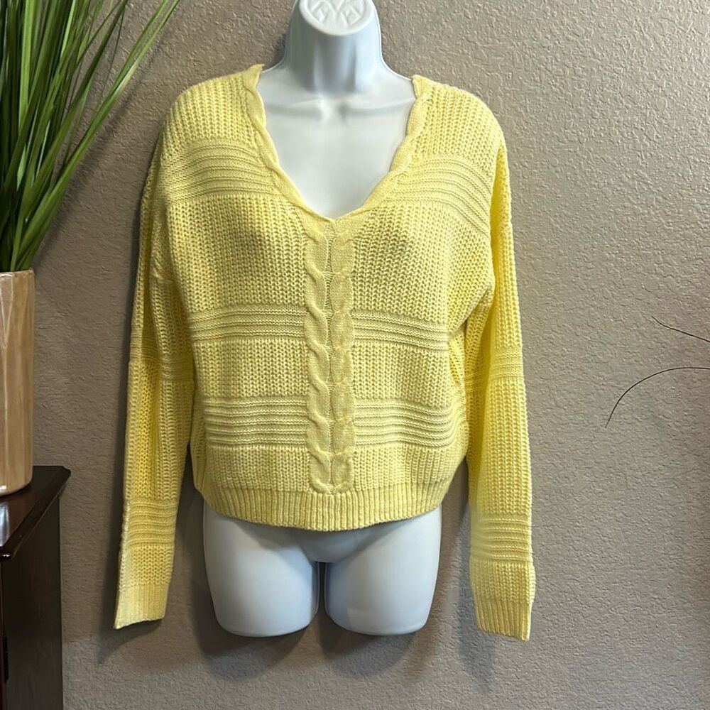 Rb15 Full Circle Trends, Long Sleeve Oversized Crisscross Back Woven Sweater Siz